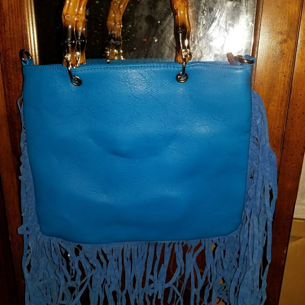 Royal Blue soft purse w/side fringes